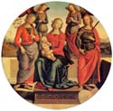 virgin and child enthroned with angels and saints